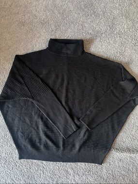 Women’s Dolman Sleeve Black Ribbed Turtleneck Sweater - Modern Fit